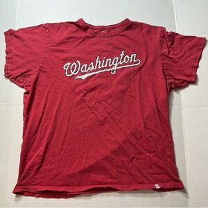 Washington Nationals DISTRESSED T-Shirt L Red W Logo 2-Sided SOFT Cotton Nats